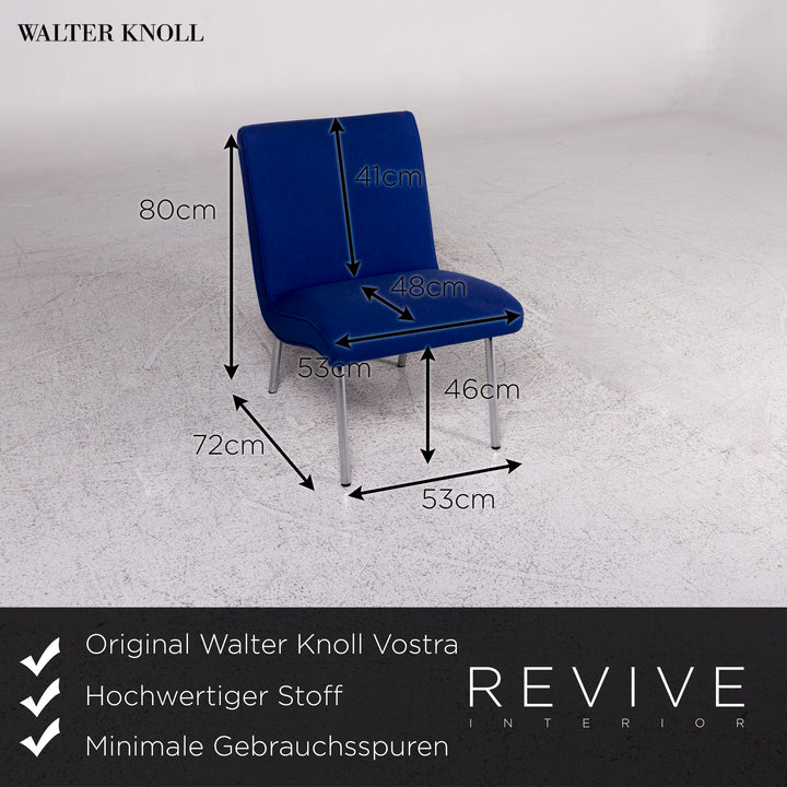 Walter Knoll Vostra Stoff Sessel Blau 4x Stuhl #10044