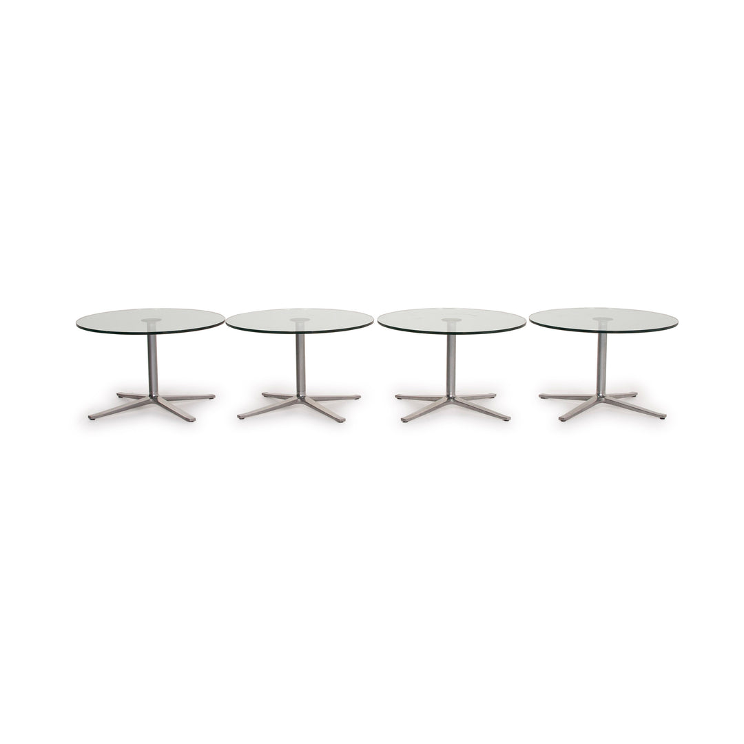 Walter Knoll X-Table Glas Tisch Garnitur Silber Couchtisch Set 4x #15577