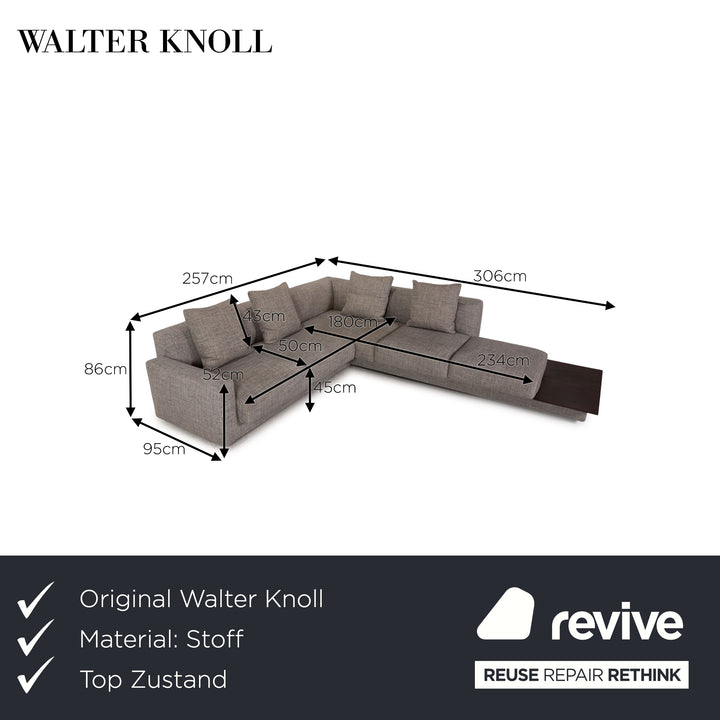 Walter Knoll Yuuto Fabric Sofa Gray Corner Sofa Couch
