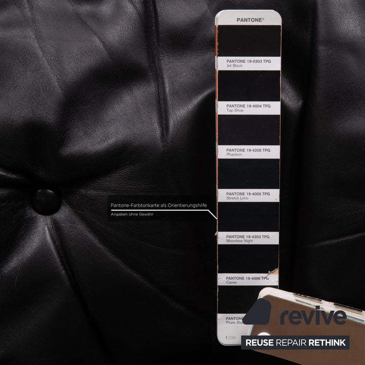 Westnofa Siesta Leder Sessel Schwarz inkl. Hocker