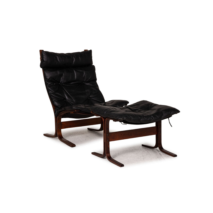 Westnofa Siesta Leder Sessel Schwarz inkl. Hocker