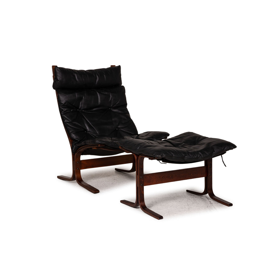 Westnofa Siesta Leder Sessel Schwarz inkl. Hocker