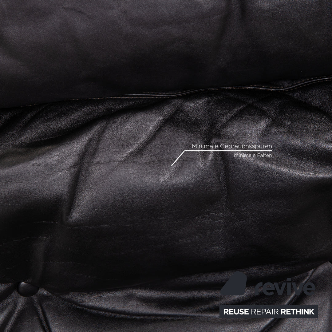Westnofa Siesta Leder Sessel Schwarz inkl. Hocker