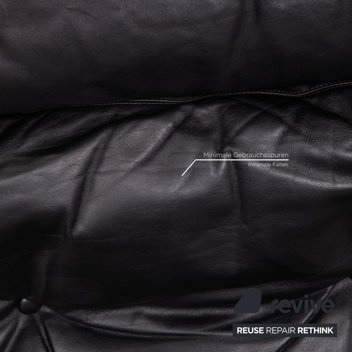 Westnofa Siesta Leder Sessel Schwarz inkl. Hocker