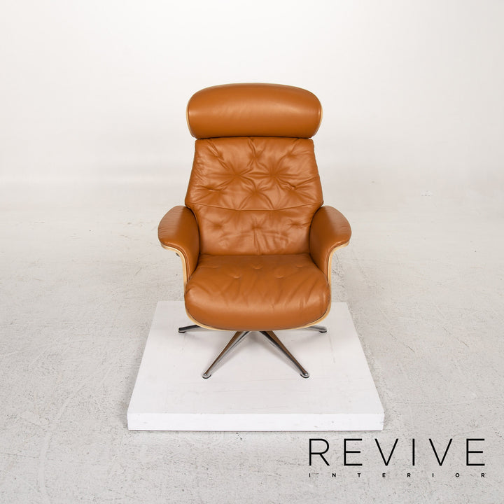 Who's Perfect Bianca Leather Armchair incl. Stool Cognac Brown Relaxation Function Relaxation Armchair #13365