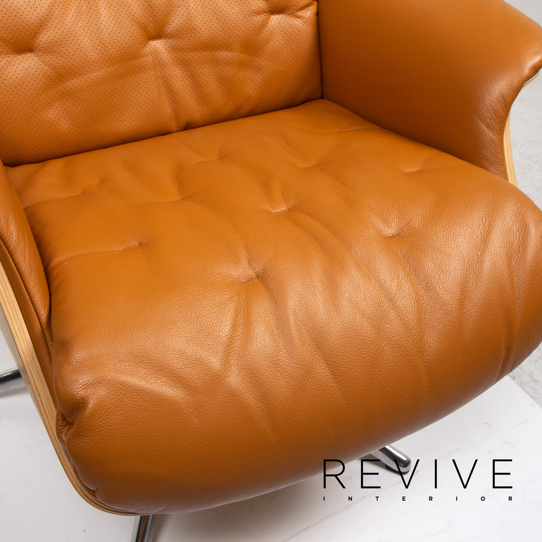 Who's Perfect Bianca Leather Armchair incl. Stool Cognac Brown Relaxation Function Relaxation Armchair #13365