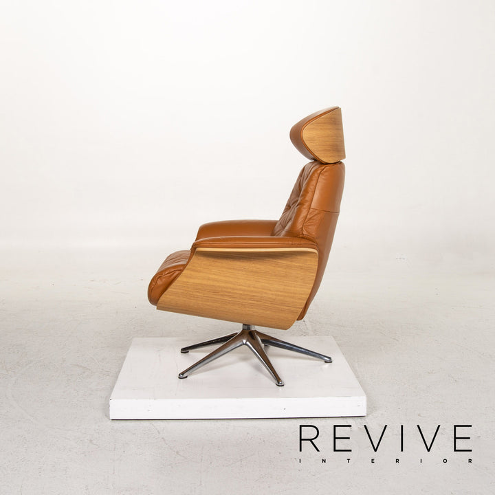 Who's Perfect Bianca Leather Armchair incl. Stool Cognac Brown Relaxation Function Relaxation Armchair #13365