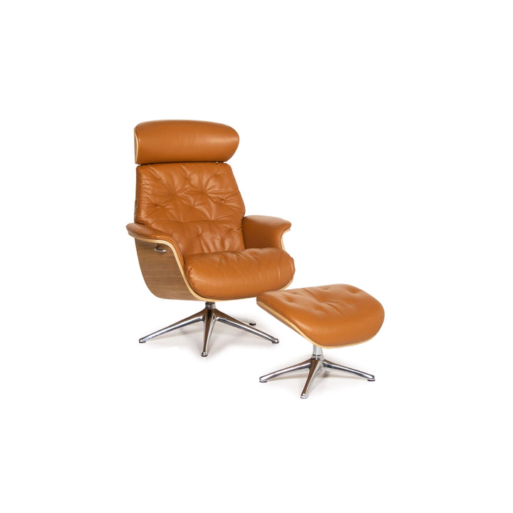 Who's Perfect Bianca Leather Armchair incl. Stool Cognac Brown Relaxation Function Relaxation Armchair #13365