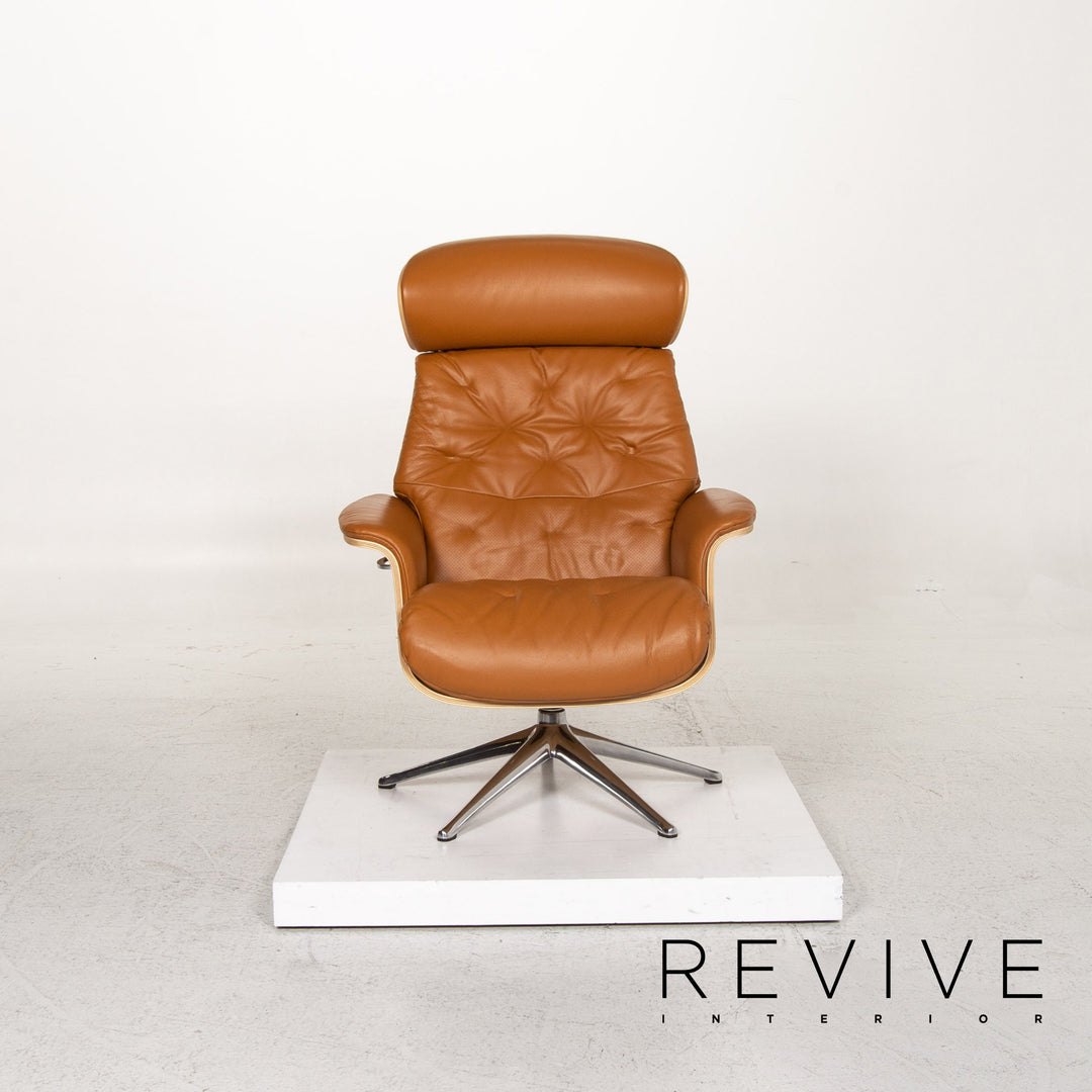 Who's Perfect Bianca Leather Armchair incl. Stool Cognac Brown Relaxation Function Relaxation Armchair #13365