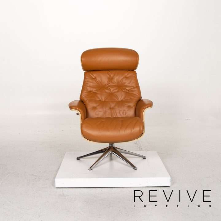 Who's Perfect Bianca Leather Armchair incl. Stool Cognac Brown Relaxation Function Relaxation Armchair #13365