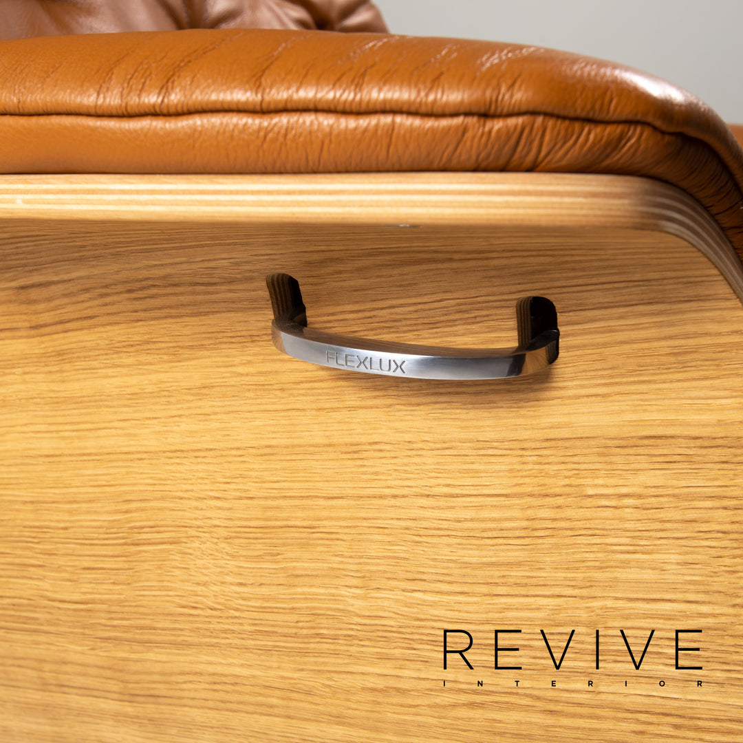 Who's Perfect Bianca Leather Armchair incl. Stool Cognac Brown Relaxation Function Relaxation Armchair #13365