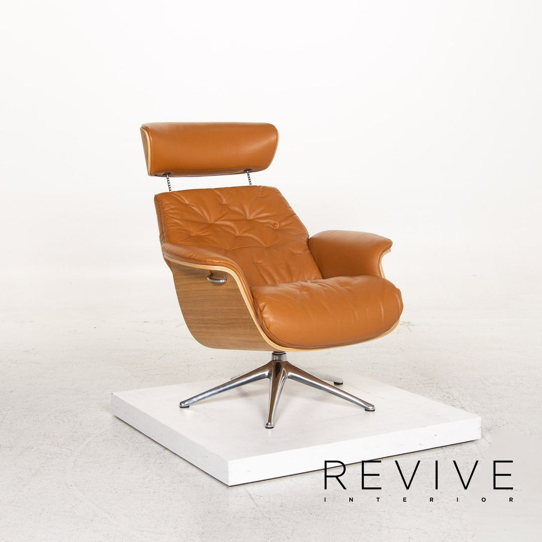 Who's Perfect Bianca Leather Armchair incl. Stool Cognac Brown Relaxation Function Relaxation Armchair #13365