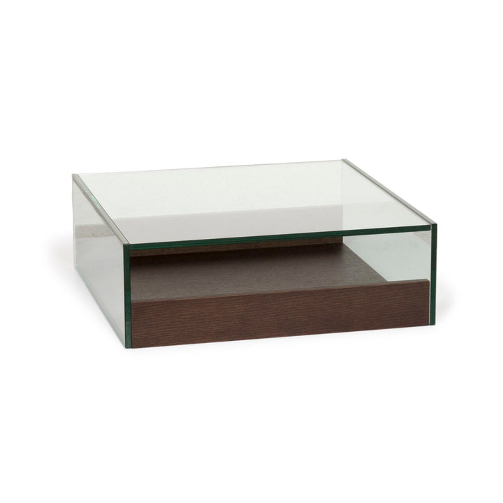 Who's Perfect Glas Tisch Dunkelbraun Couchtisch Holz Schublade #13099