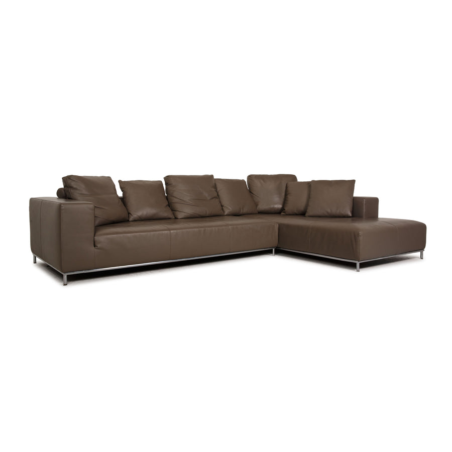 Who's Perfect Granada Leder Ecksofa Grau Taupe Sofa Couch
