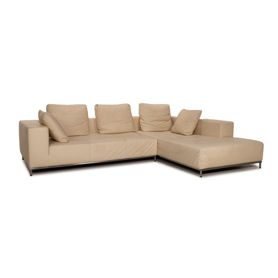 Who's Perfect Granada Leder Sofa Creme Ecksofa Couch Recamiere rechts