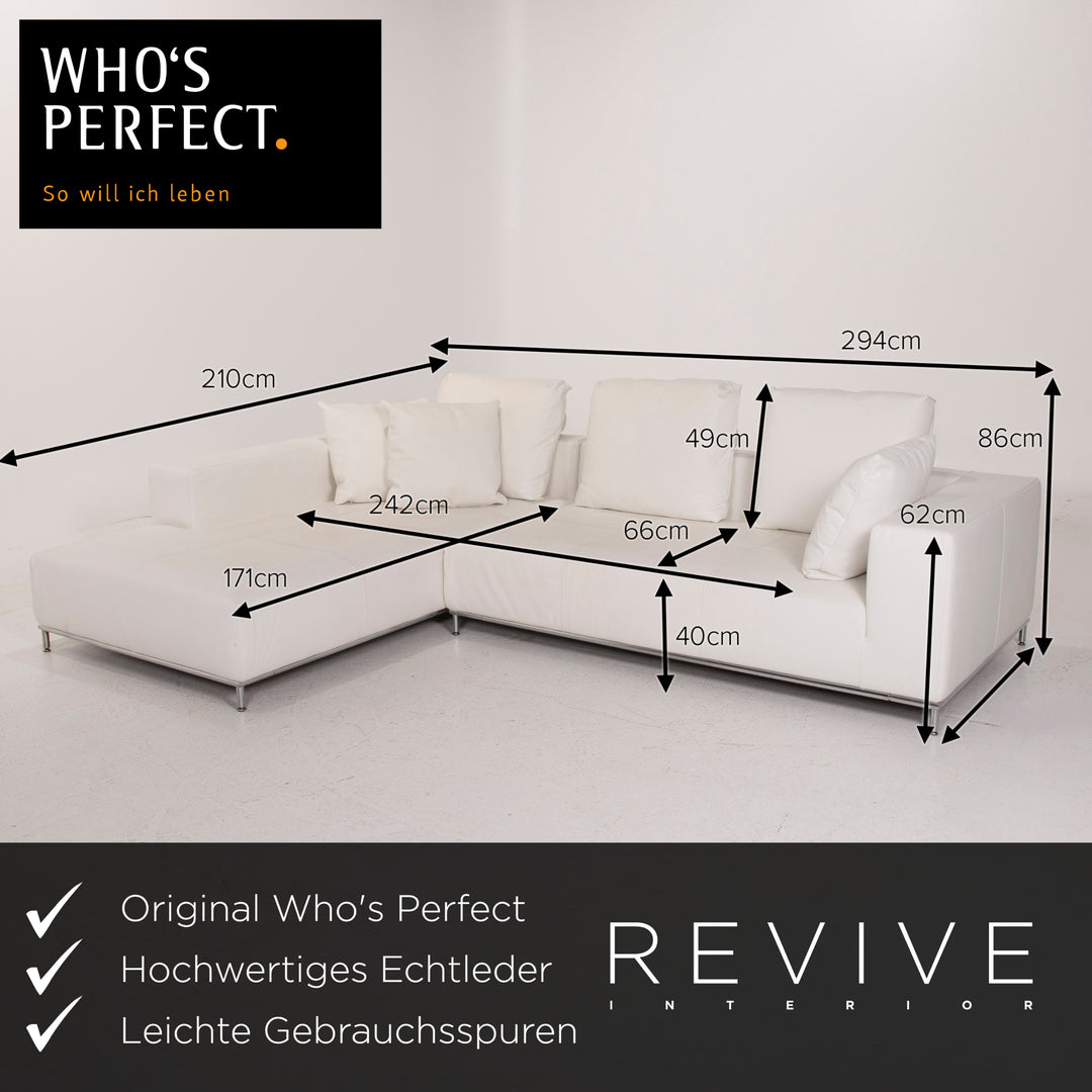 Who's Perfect Granada Leather Sofa White Corner Sofa #14753