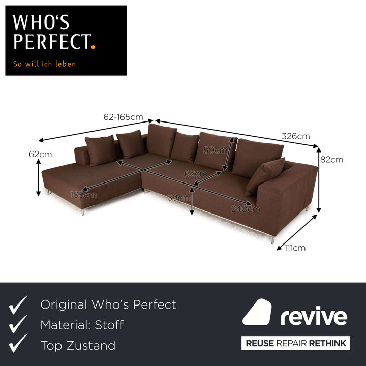 Who's Perfect Granada Fabric Corner Sofa Brown Sofa Couch