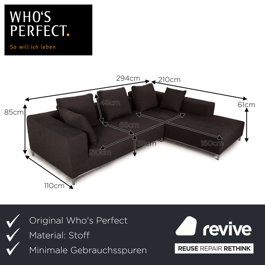 Who's Perfect Granada Fabric Corner Sofa Gray Sofa Couch