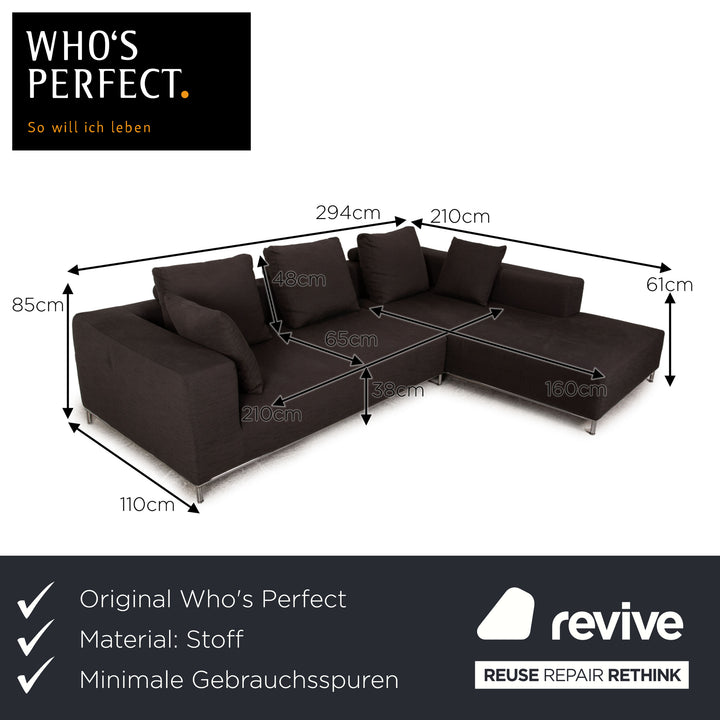 Who's Perfect Granada Fabric Corner Sofa Gray Sofa Couch