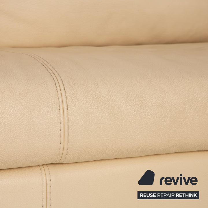 Who's Perfect Halma Leder Ecksofa Creme Sofa Couch Recamiere rechts