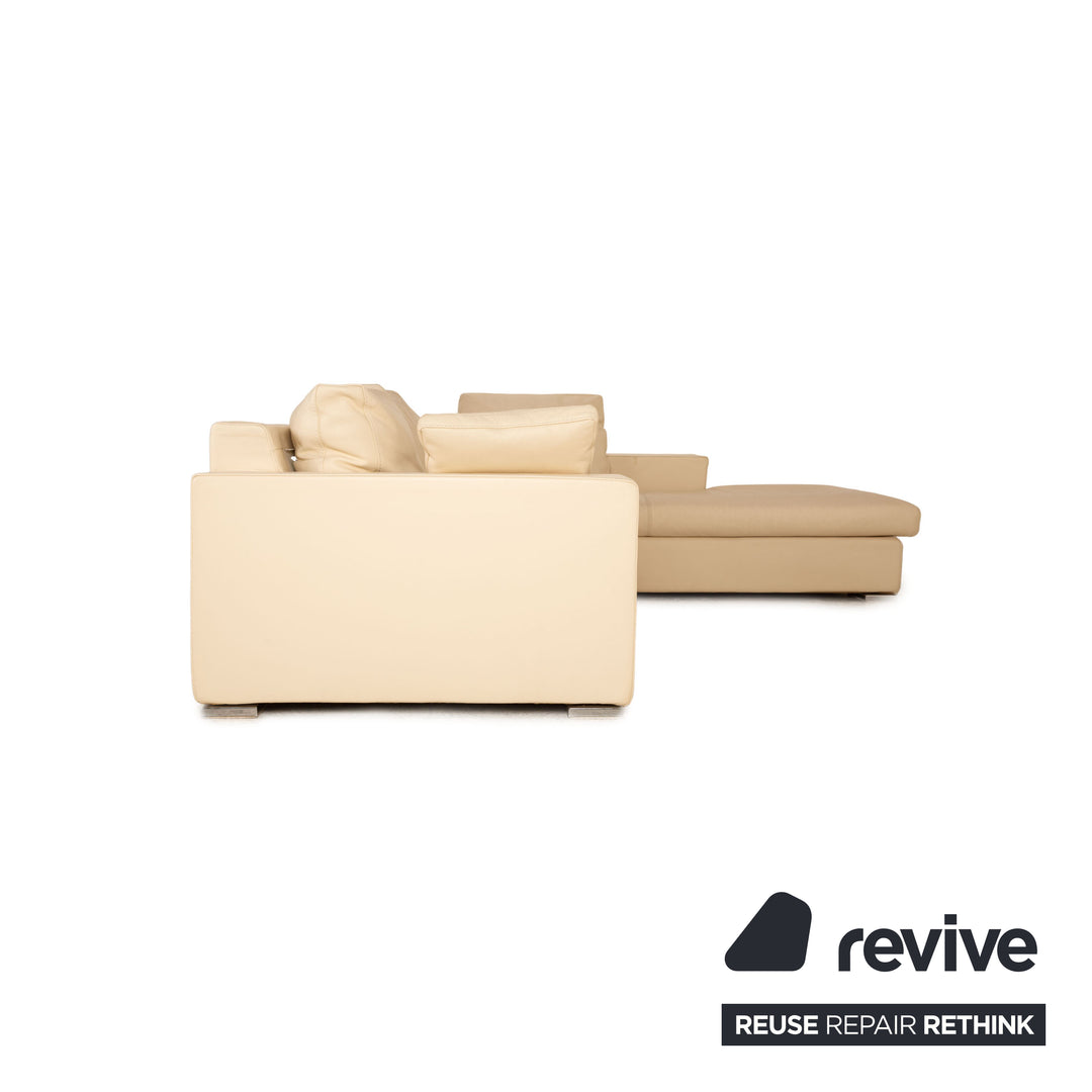 Who's Perfect Halma Leder Ecksofa Creme Sofa Couch Recamiere rechts