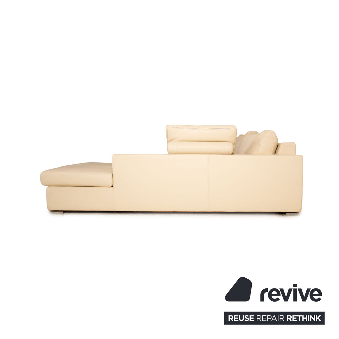 Who's Perfect Halma Leder Ecksofa Creme Sofa Couch Recamiere rechts