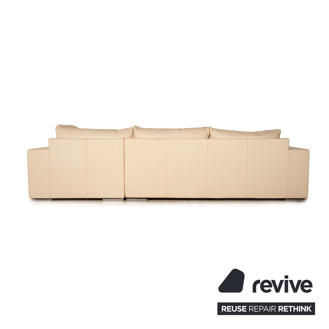 Who's Perfect Halma Leder Ecksofa Creme Sofa Couch Recamiere rechts