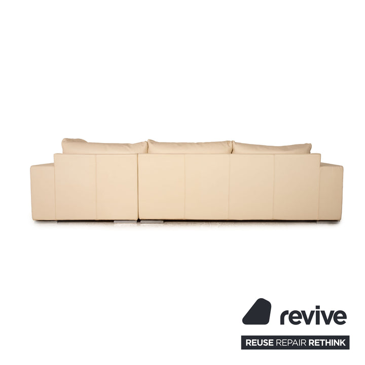 Who's Perfect Halma Leder Ecksofa Creme Sofa Couch Recamiere rechts