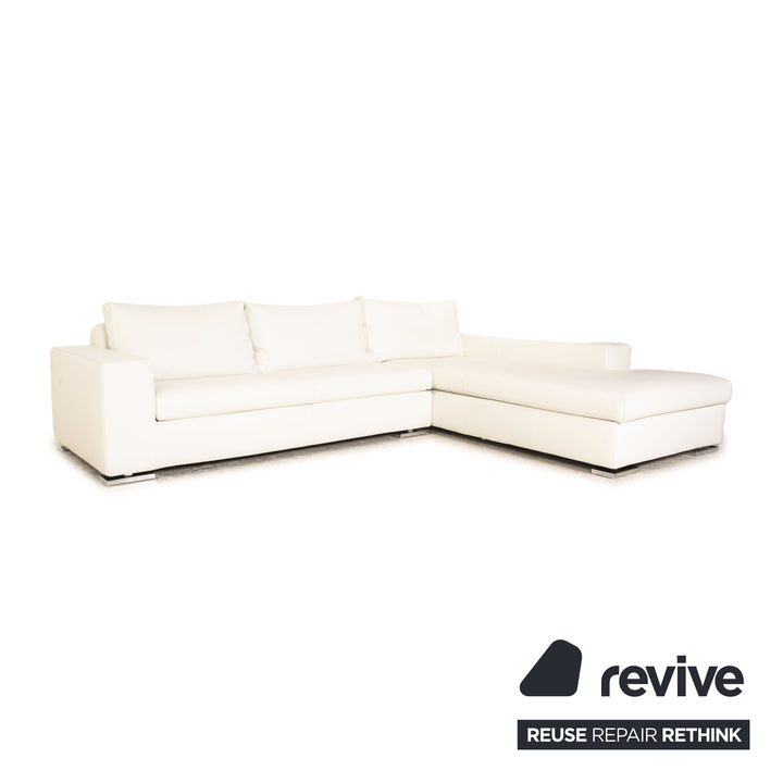 Who's Perfect Halma Leather Corner Sofa White Recamiere Right Sofa Couch