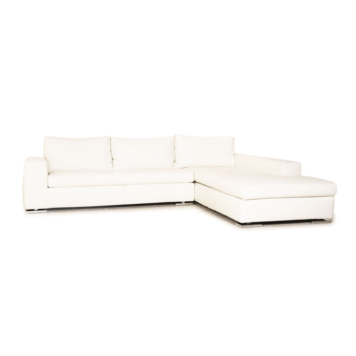 Who's Perfect Halma Leather Corner Sofa White Recamiere Right Sofa Couch
