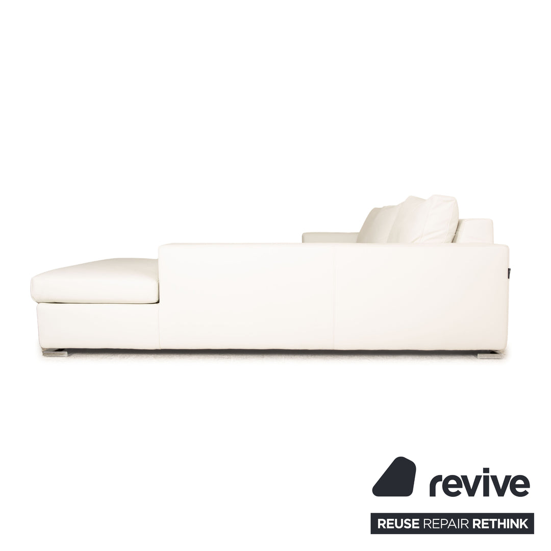 Who's Perfect Halma Leather Corner Sofa White Recamiere Right Sofa Couch