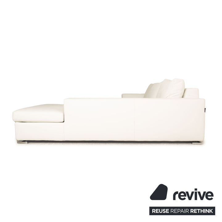 Who's Perfect Halma Leather Corner Sofa White Recamiere Right Sofa Couch