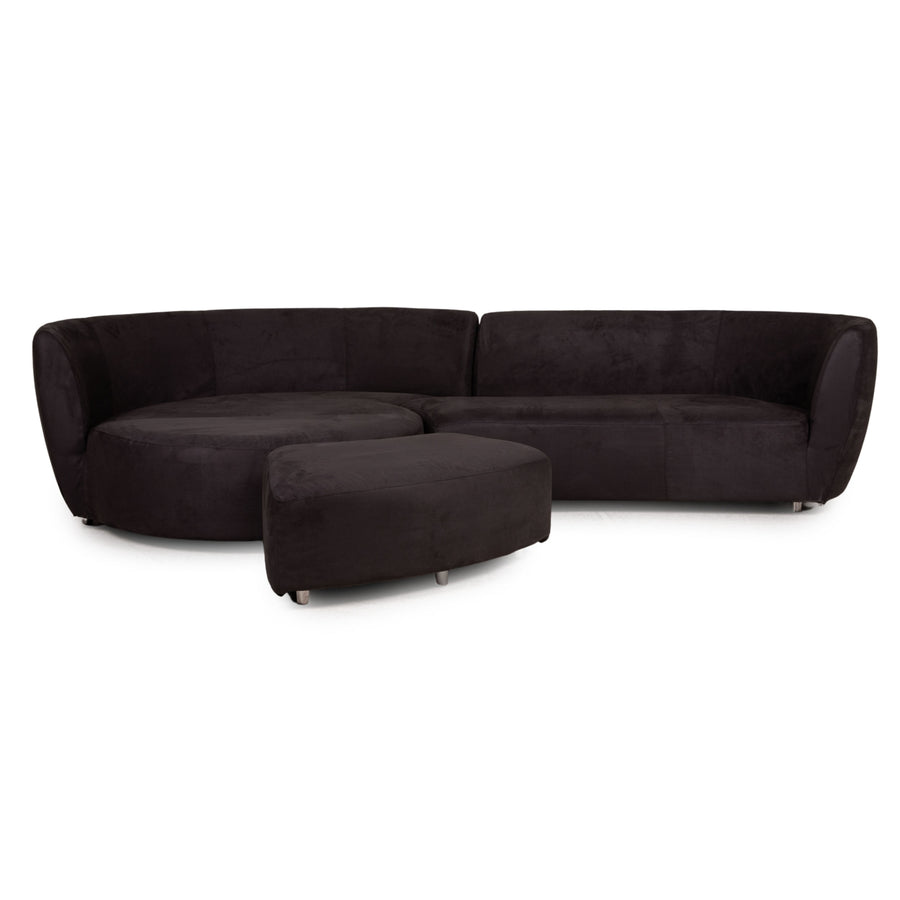 Who's Perfect LaNuovaCasa Fabric Sofa Gray Corner Sofa incl. Stool Couch
