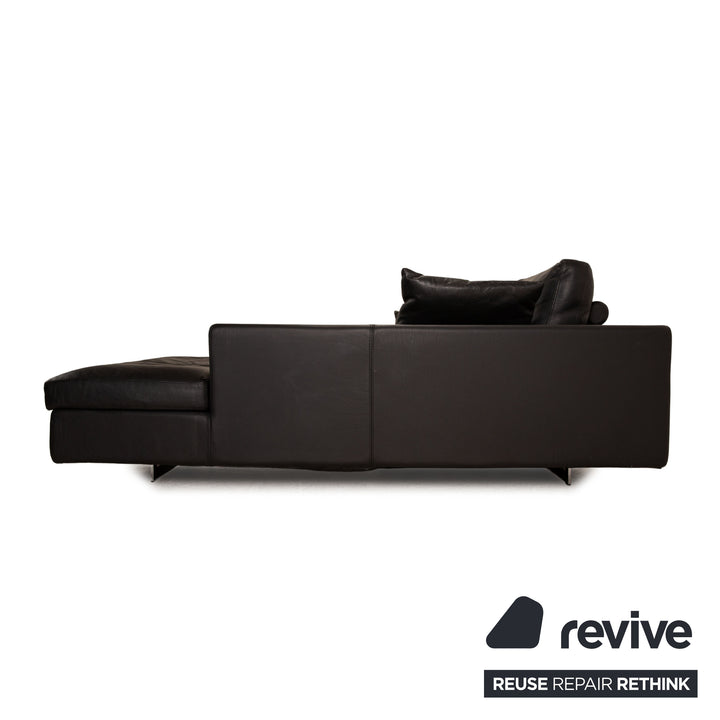 Who's Perfect LED Leather Corner Sofa Black Recamiere Right