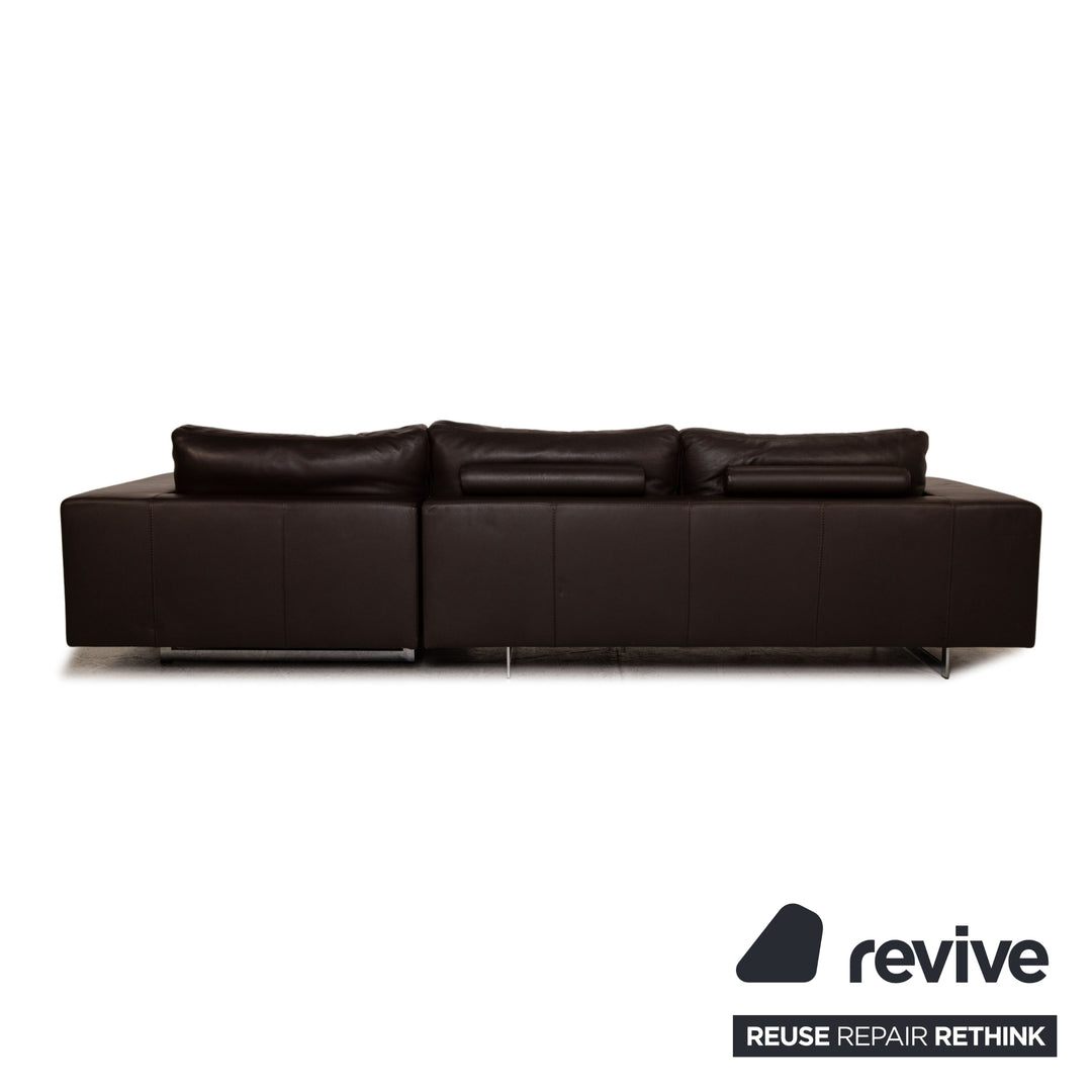 Who's Perfect LED Leather Sofa Brown Corner Sofa Couch