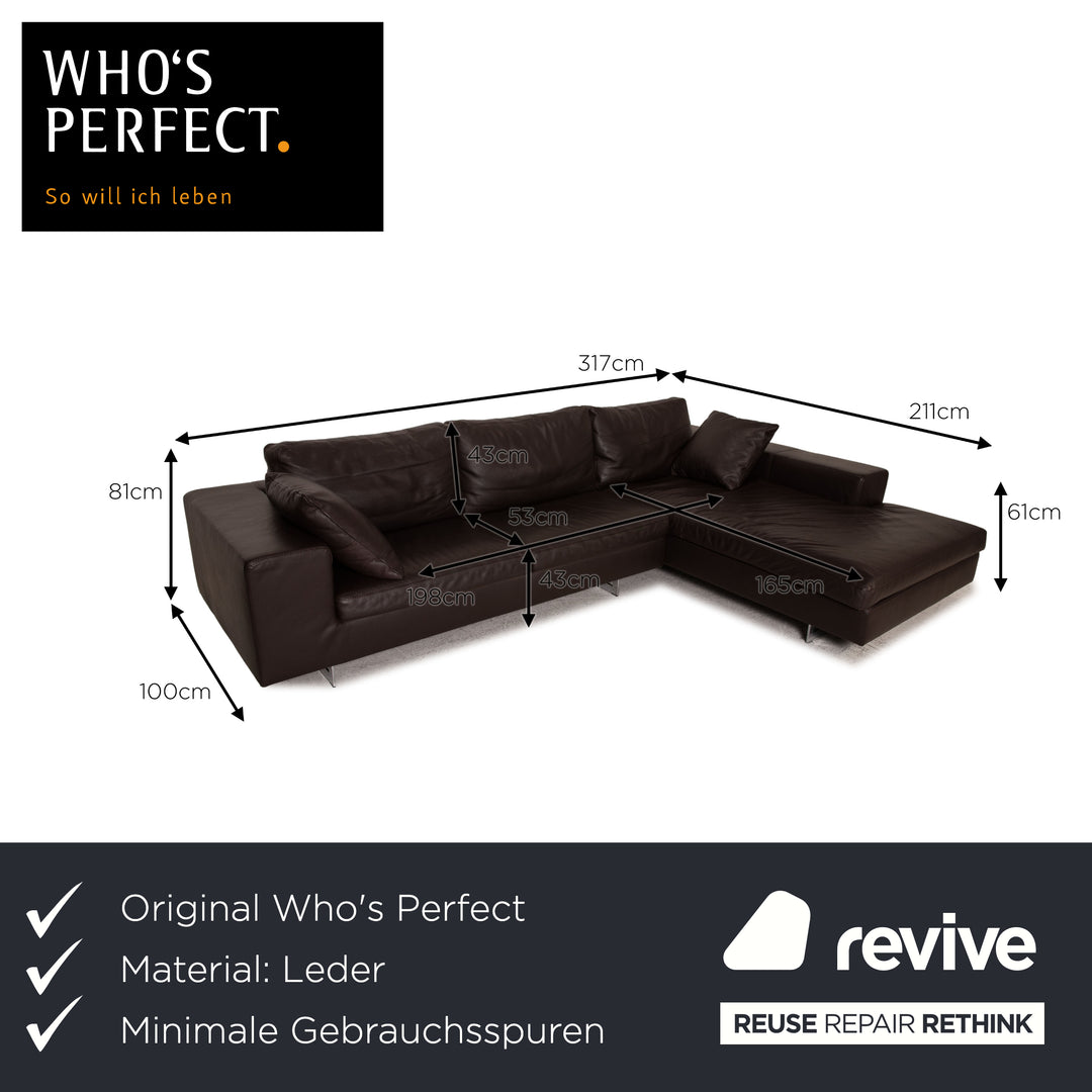 Who's Perfect LED Leder Sofa Braun Ecksofa Couch