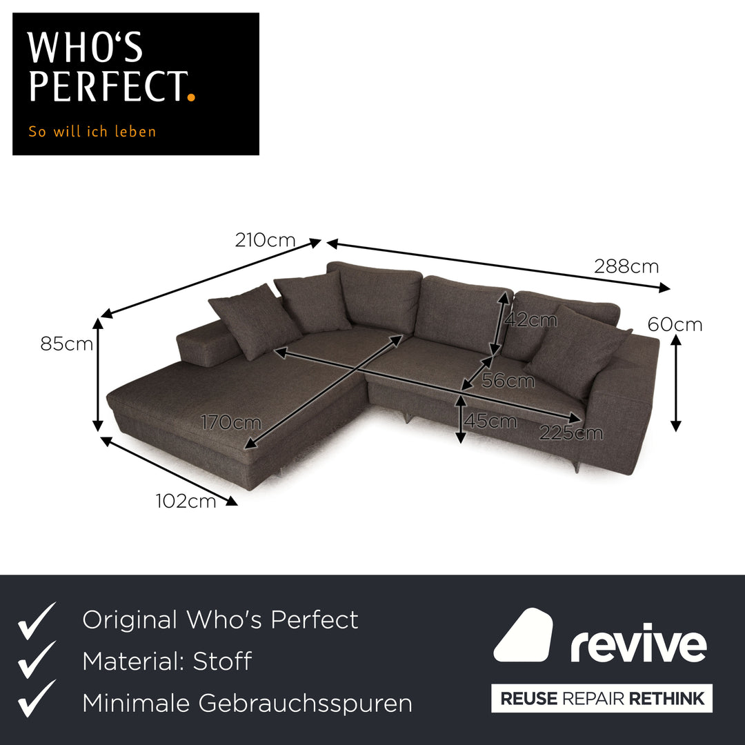 Who's Perfect LED Stoff Ecksofa Anthrazit Sofa Couch
