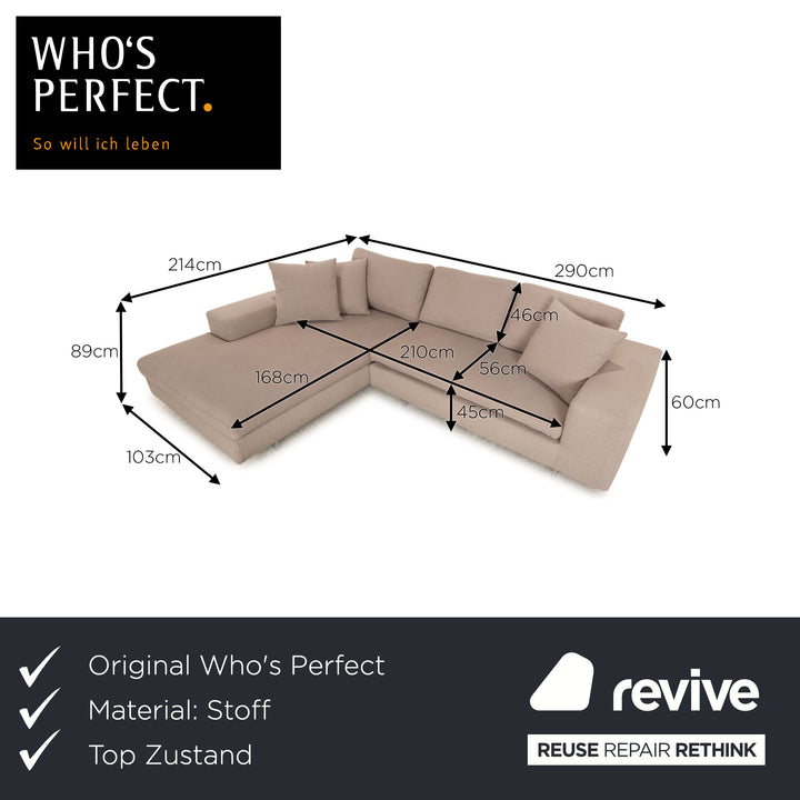 Who's Perfect LED Fabric Corner Sofa Gray Recamiere Left Sofa Couch