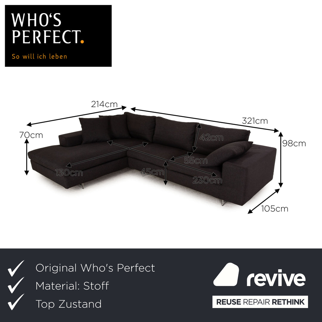 Who's Perfect LED Fabric Corner Sofa Gray Sofa Couch