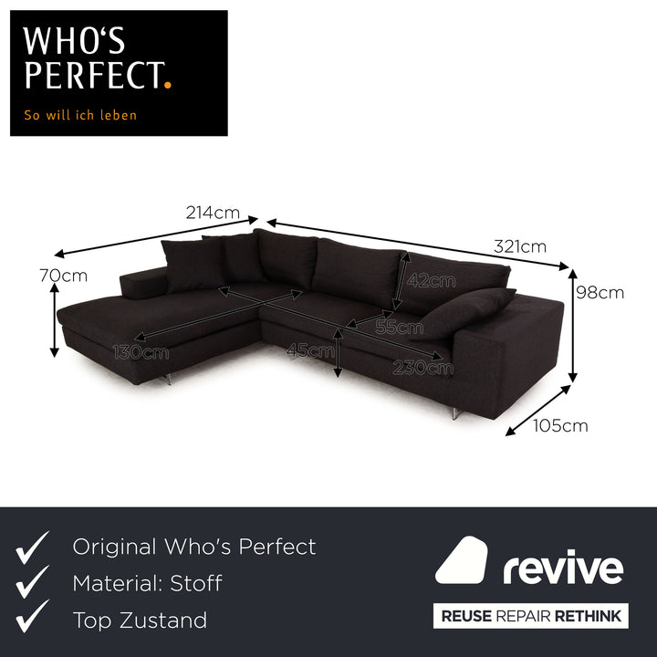 Who's Perfect LED Fabric Corner Sofa Gray Sofa Couch