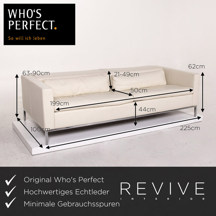 Who's Perfect Leder Sofa Creme Dreisitzer Couch #13537