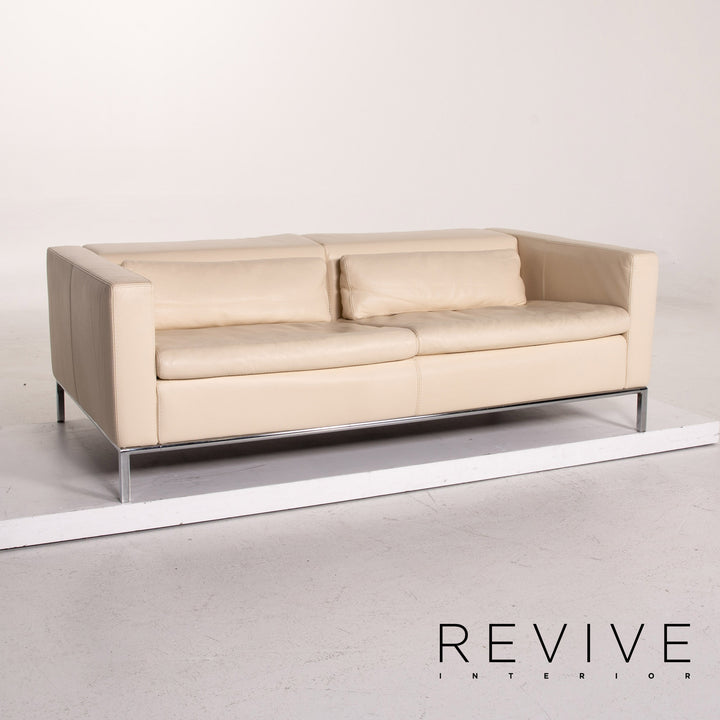 Who's Perfect Leather Sofa Cream Two Seater Couch #14770