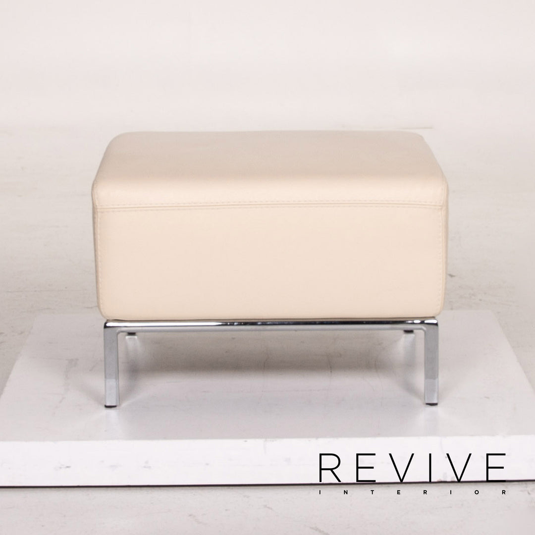 Who's Perfect leather sofa set cream 1x two-seater 1x stool #15118