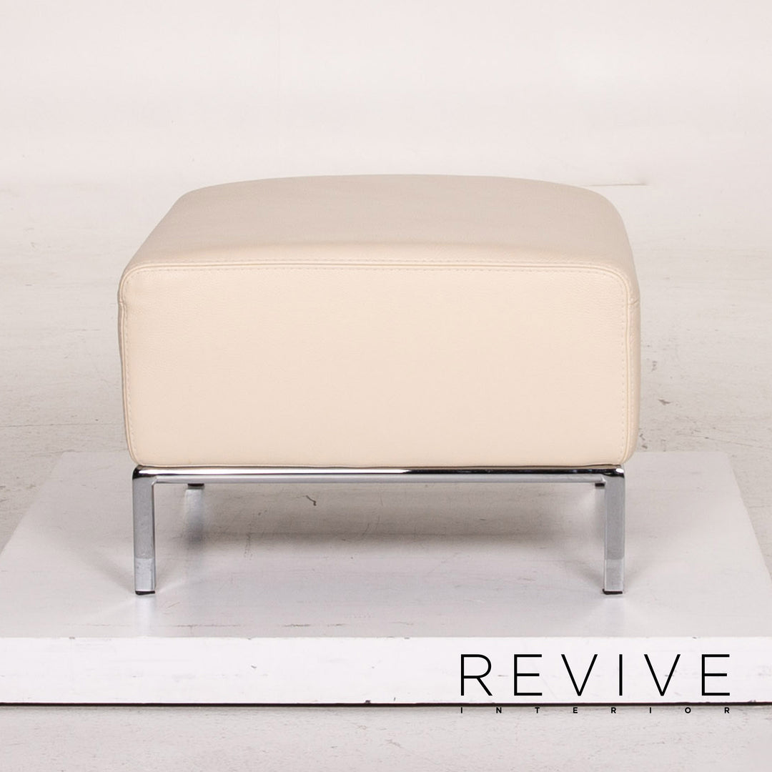 Who's Perfect leather sofa set cream 1x two-seater 1x stool #15118