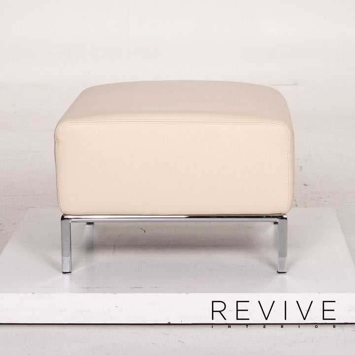 Who's Perfect leather sofa set cream 1x two-seater 1x stool #15118