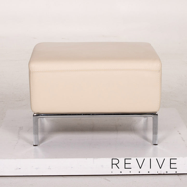 Who's Perfect leather sofa set cream 1x two-seater 1x stool #15118