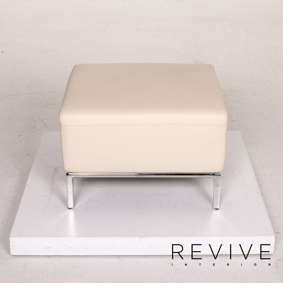 Who's Perfect leather sofa set cream 1x two-seater 1x stool #15118