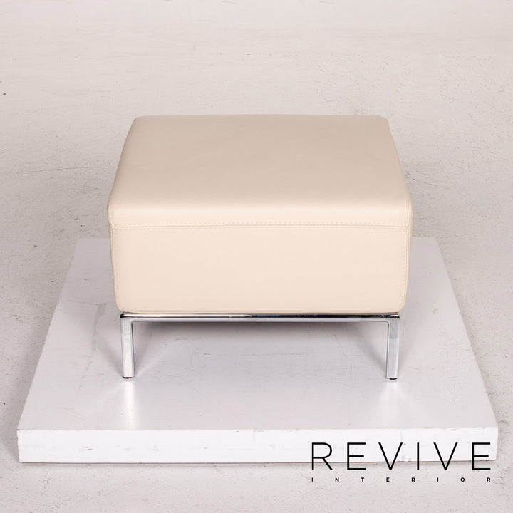 Who's Perfect leather sofa set cream 1x two-seater 1x stool #15118