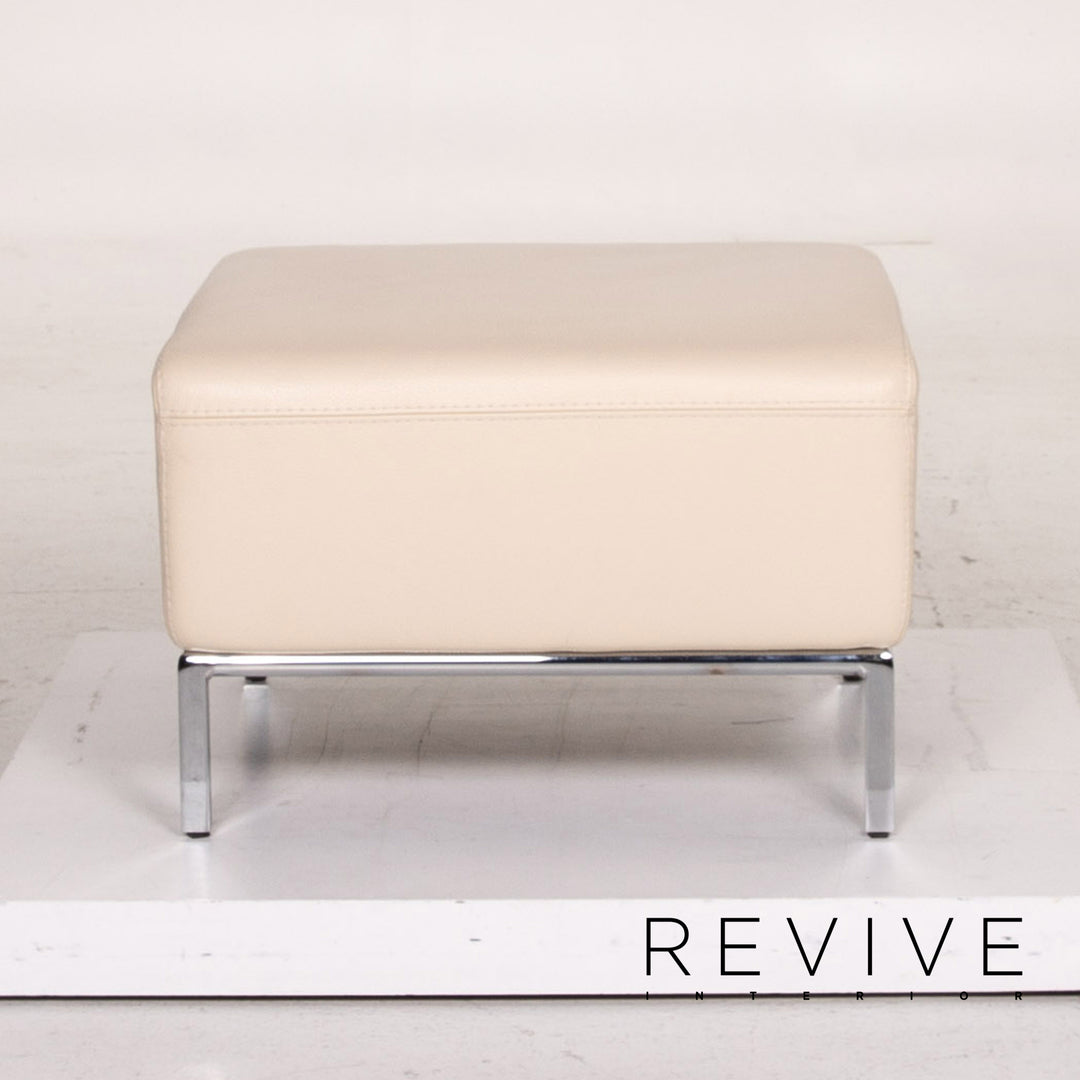 Who's Perfect leather sofa set cream 1x two-seater 1x stool #15118