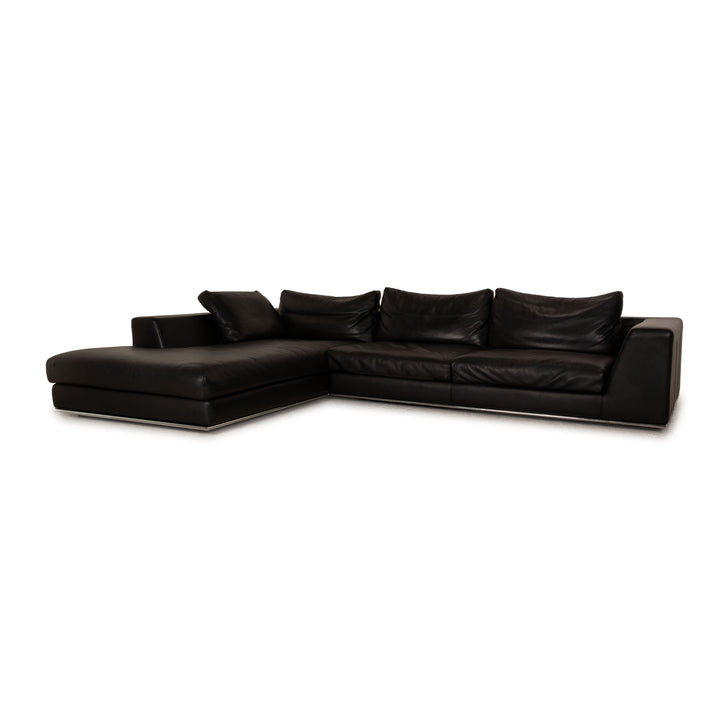 Who's Perfect Liverpool Leder Ecksofa Schwarz Sofa Couch Recamiere links